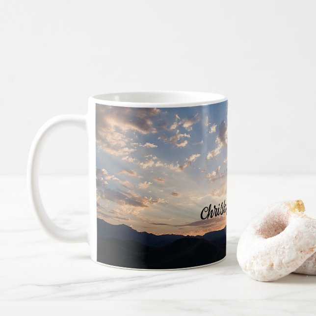 Caneca De Café Céu do Pôr do Sol Personalizado (Com Donut)