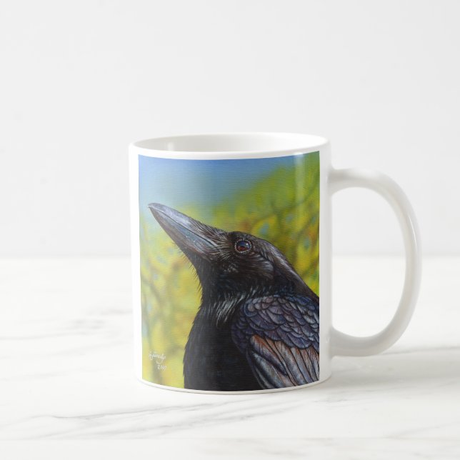 Caneca De Café Céu do primavera do corvo (Direita)