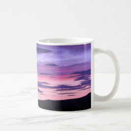 Caneca De Café Céu Etéreo do Pôr do Sol com Gradiente Roxo Suave