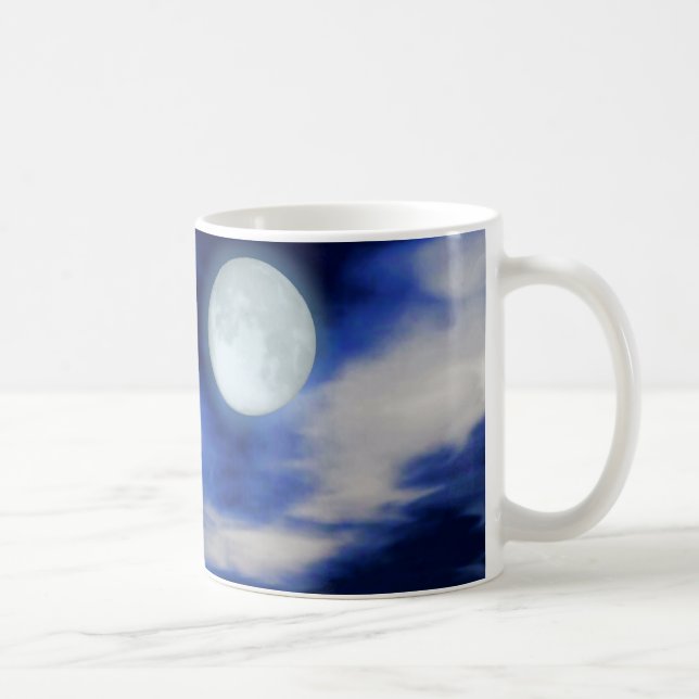 Caneca De Café Céu Noturno com Lua e Nuvens (Direita)