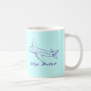Caneca De Café Céu Piloto Avião Azul
