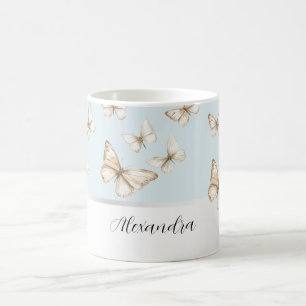 Caneca De Café Céus Azuis & Borboletas 