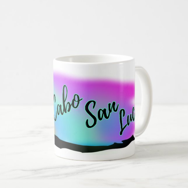 Caneca De Café Céus Neon Beach Em Cabo San Lucas (Frente Esquerda)