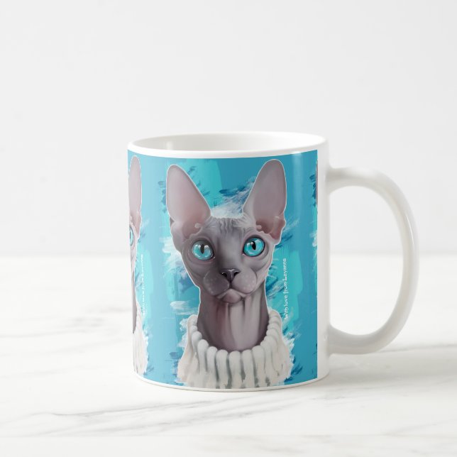 Caneca De Café Céus nos olhos (gato de Sphynx) (Direita)