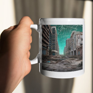 Caneca De Café Céus Teais Distópicos Abandonados