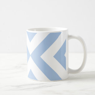 Caneca De Café Cevrons claros azuis e brancos