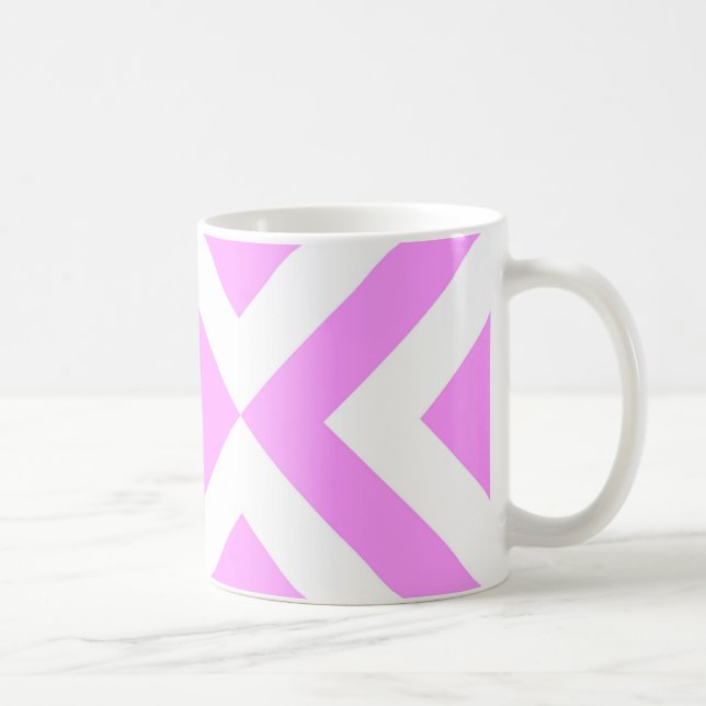 Caneca De Café Cevrons Rosa e Branco (Direita)