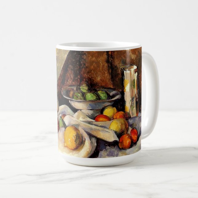 Caneca De Café Cezanne - Vida estática, Posta, Garrafa, Taça e Fr (Frente Esquerda)