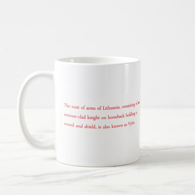 Caneca de Café / Chá Brasão de Armas Vytis Lituano (Esquerda)