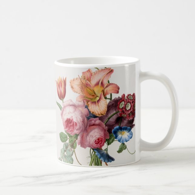 Caneca De Café Chá, Café, Flores Rosa, Buquê C (Direita)