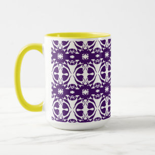 Caneca de Café Chá com Padrão Azul Real Escuro