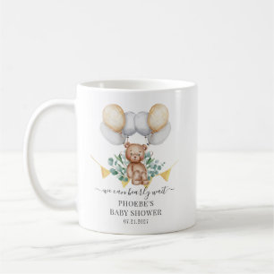 Caneca De Café Chá de Bebê com Urso e Balões de Eucalipto