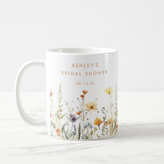 Caneca De Café Chá de Bebê de Flores Silvestres Rústicas (Esquerda)