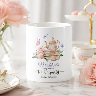 Caneca De Café Chá de Bebê Elegante Borboletas Festa do Chá