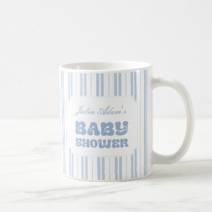 Caneca De Café Chá de Bebê Elegante com Listras em Azul Pó
