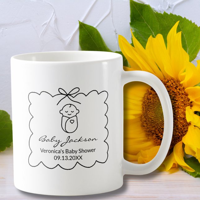 Caneca De Café Chá de Bebê Fofo de Gênero Neutro e Laço Moderno (Criador carregado)