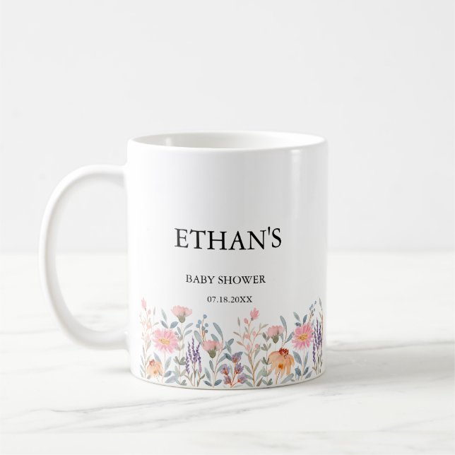 Caneca De Café Chá de Bebê Jardim Floral Aquarela Simples (Esquerda)