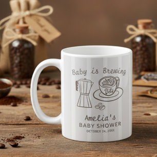 Caneca De Café Chá de Bebê Listras Café Baby está Cozinhando