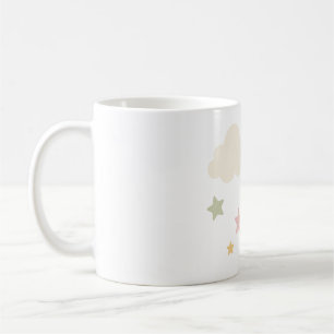 Caneca De Café Chá de Bebê Nuvens Pastéis e Estrelas