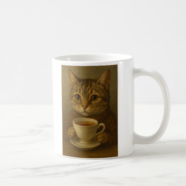 Caneca De Café Chá de bebendo de gatinho bonito com você. (Direita)