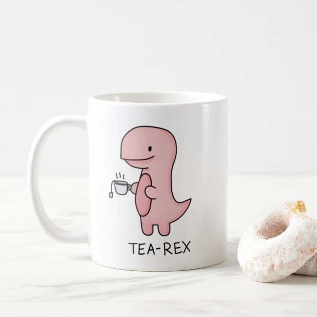 Caneca De Café chá de dinossauros rosa, bonito (Com Donut)