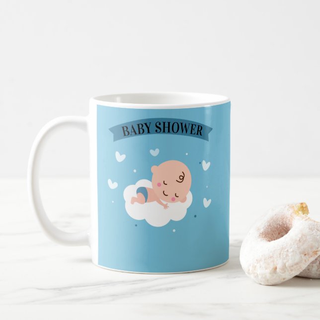 Caneca De Café Chá de fraldas Azul-Claro-Cole PERSONALIZADO (Com Donut)