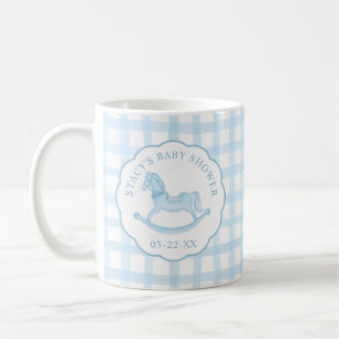 Caneca De Café Chá de fraldas de Cavalo Rochoso Gingham Blue Wate