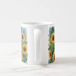 Caneca de Café / Chá de Girassóis em Aquarela