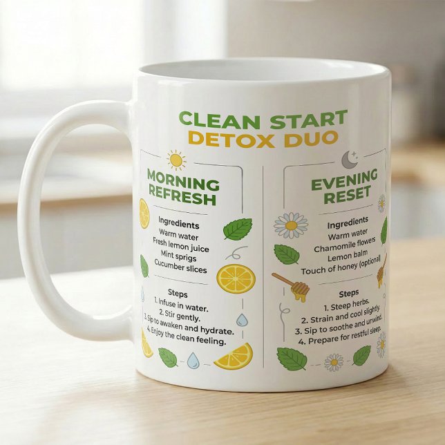 Caneca De Café Chá de Limão Reset Duo Receita Manhã e Noite (Criador carregado)