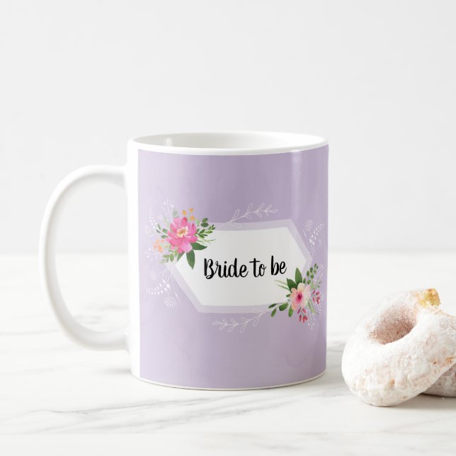 Caneca De Café Chá de noiva aquarela floral clássico (Com Donut)