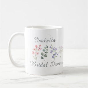 Caneca De Café Chá de Noiva Boho Aquarela de Flores Silvestres