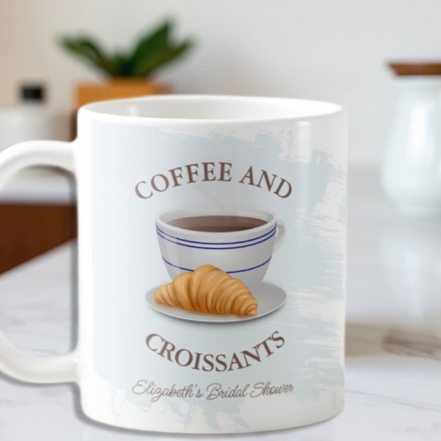Caneca De Café Chá de Noiva de Café e Croissants (Criador carregado)