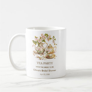 Caneca De Café Chá de Noiva em Buquê de Flores com Bule de Chá