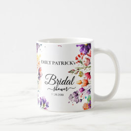 Caneca De Café Chá de noiva floral colorido