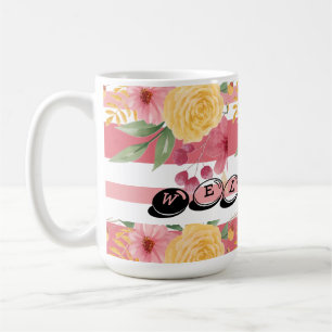 Caneca De Café Chá de Noiva Floral & Nome Elegante