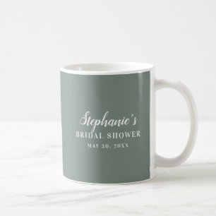Caneca De Café Chá de Noiva Minimalista em Verde Sage e Branco