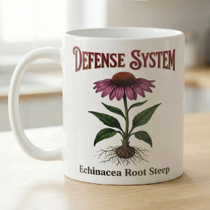 Caneca De Café Chá de Raiz de Echinacea Impressão Botânica