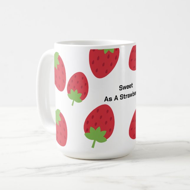 Caneca de Café / Chá Diário Morango (Frente Esquerda)