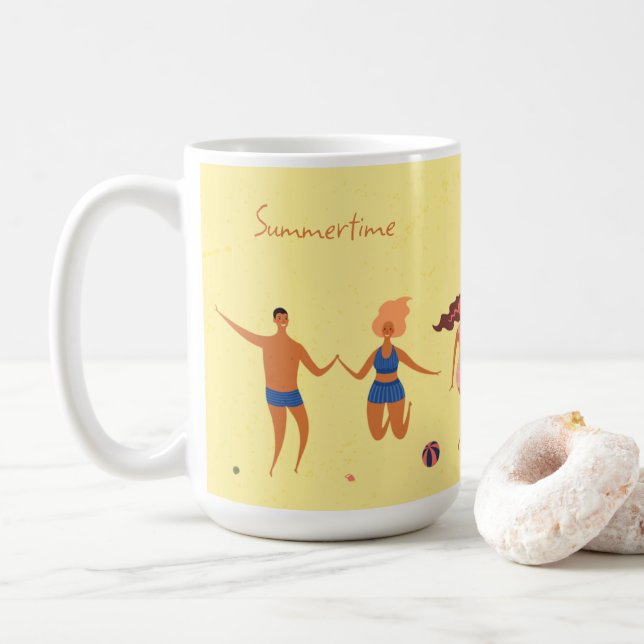 Caneca De Café Chá divertido da festa da praia em verão (Com Donut)