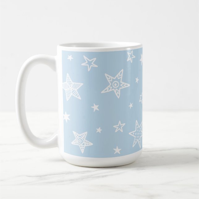 Caneca De Café Chá doce de estrelas azul claro de inverno (Esquerda)