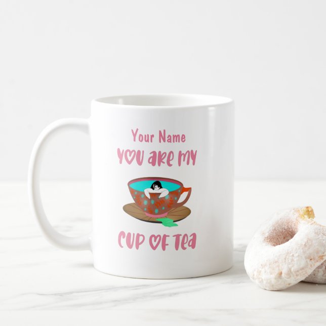 Caneca de Café Chá Engraçada Personalizada Nome (Com Donut)