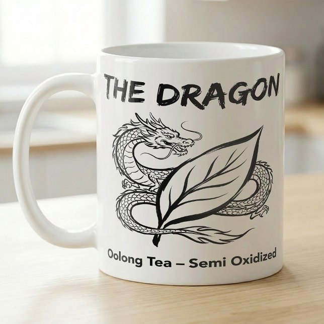 Caneca De Café Chá Oolong Dragão Zen Desenho a Linha (Criador carregado)
