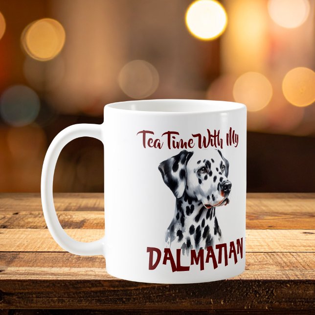 Caneca De Café Chá Preto Fofo & Dálmata PERSONALIZAR ( Elegant design, personalize with your own words.)