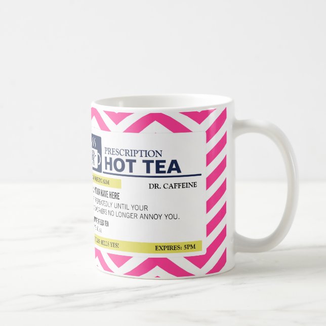 Caneca De Café Chá quente da prescrição engraçada com monograma (Direita)