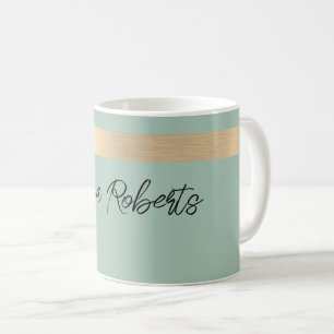 Caneca De Café Chá Verde Folha Dourada Rústica Falsa