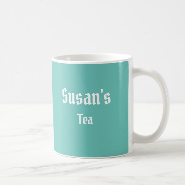 Caneca De Café Chá Verde-Teal Personalizado ou Cama-Café (Direita)