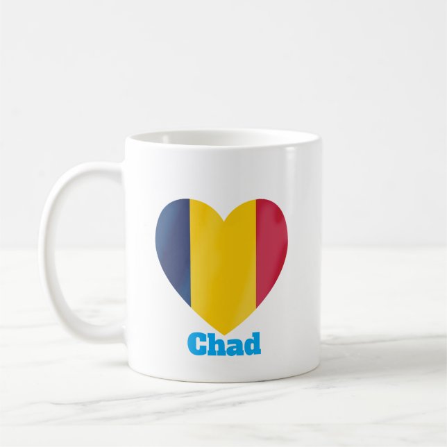Caneca De Café Chad Heart Flag (Esquerda)