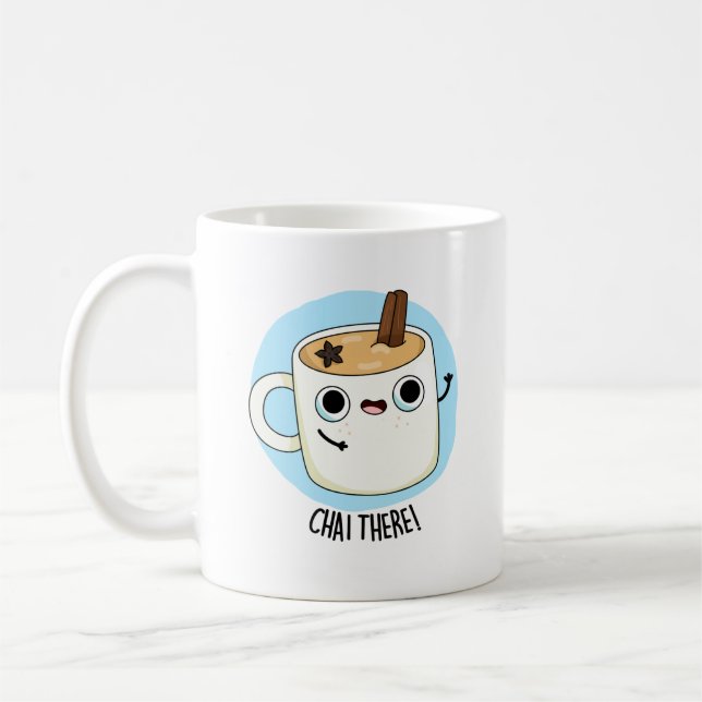 Caneca De Café Chai Lá Engraçado Chai Tea Pun (Esquerda)