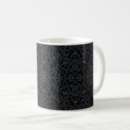 Caneca De Café Chained Abstract Mirrored Image Gray On Black Art