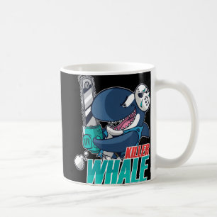 Caneca De Café Chainsaw Killer Whale Diversão Orca Halloween
